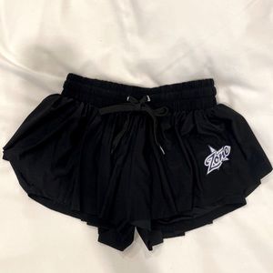 Black butterfly shorts with Zone All-Star cheer logo